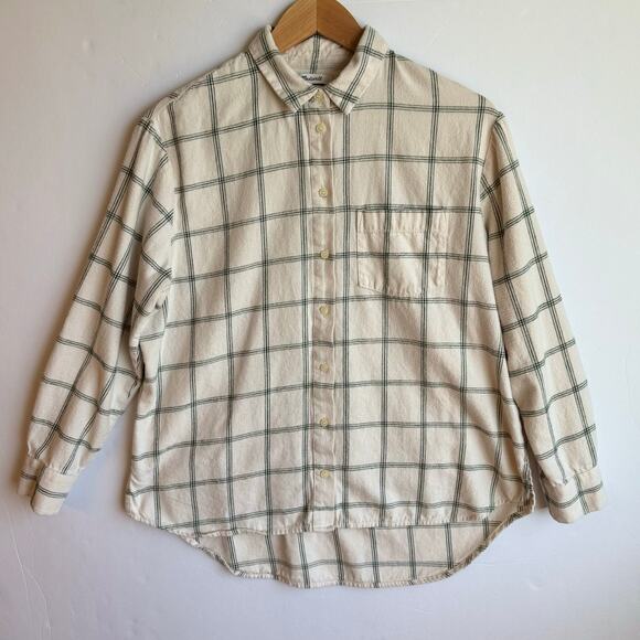 Madewell Tops - Madewell Oversized Button Down Shirt Window Pane Plaid Long Sleeve Medium Cream